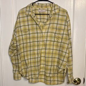 LOFT Casual Yellow Plaid Shirt